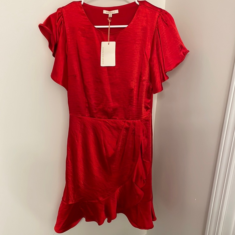 Red satin dress